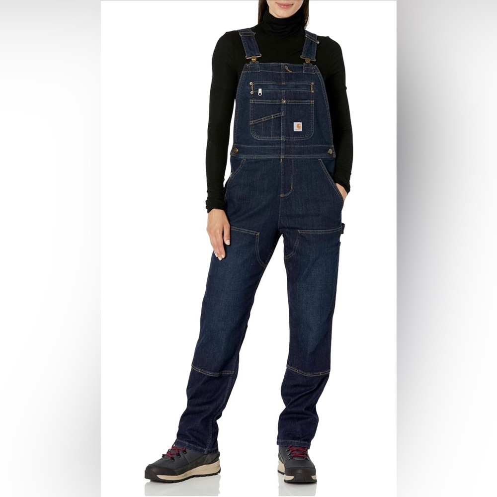 Carhartt women’s Denim Double Front Bib Overalls Small 4/6
